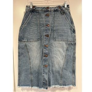 Forever 21 | Denim Suspenders Skirt Light Wash Women